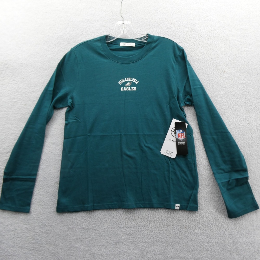 47 Brand Shirt Women Small Philadelphia Eagles Green Long Sleeve Cotton NFL